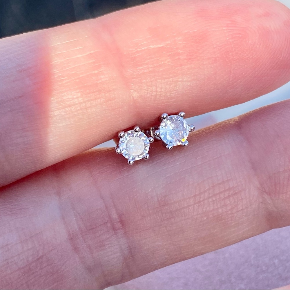 1/2Ct TW Moissanite Solitaire Stud Earrings 1/4ct each sterling silver platinum